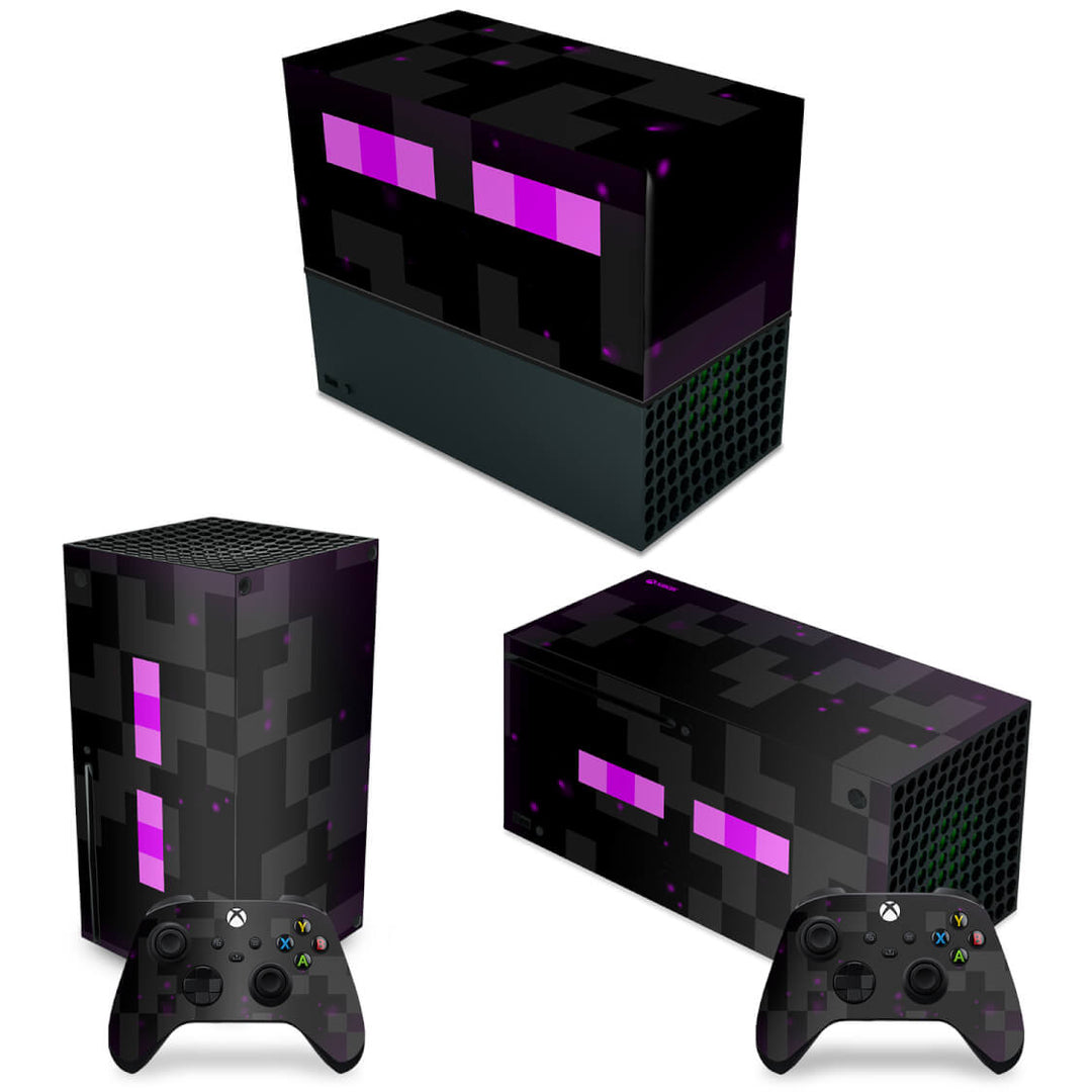 KIT Capa Anti Poeira e Skin Anti-Rage Xbox Series X Horizontal - Minecraft Enderman - Pop Arte Skins