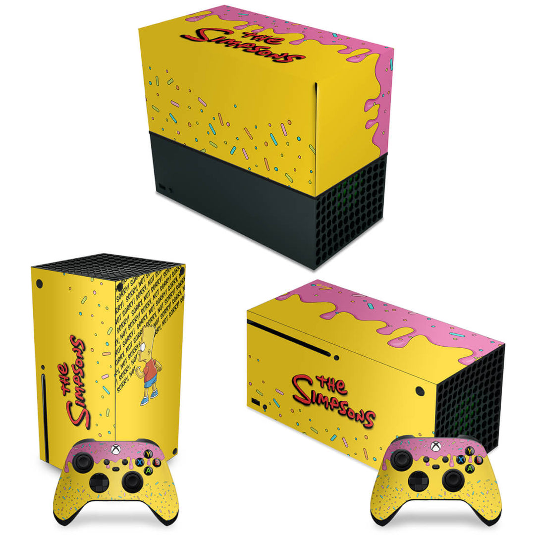 KIT Capa Anti Poeira e Skin Anti-Rage Xbox Series X Horizontal - The Simpsons - Pop Arte Skins
