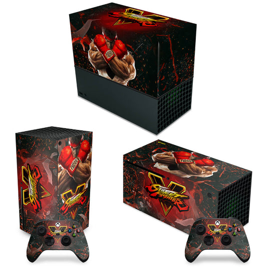 KIT Capa Anti Poeira e Skin Anti-Rage Xbox Series X Horizontal - Street Fighter V
