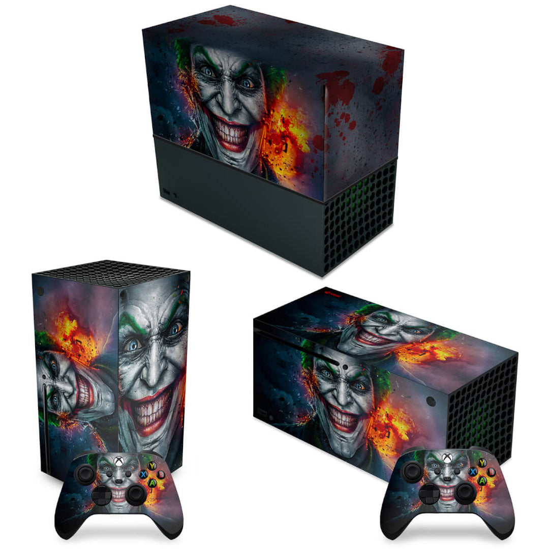 KIT Capa Anti Poeira e Skin Anti-Rage Xbox Series X Horizontal - Coringa Joker - Pop Arte Skins