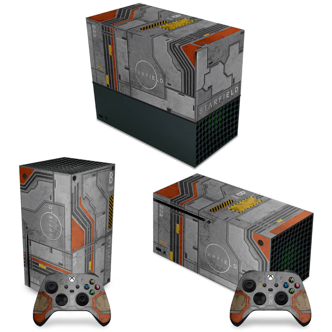 KIT Capa Anti Poeira e Skin Anti-Rage Xbox Series X Horizontal - Starfield - Pop Arte Skins