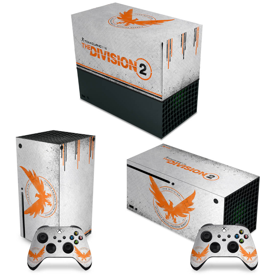 KIT Capa Anti Poeira e Skin Anti-Rage Xbox Series X Horizontal - The Division 2 - Pop Arte Skins