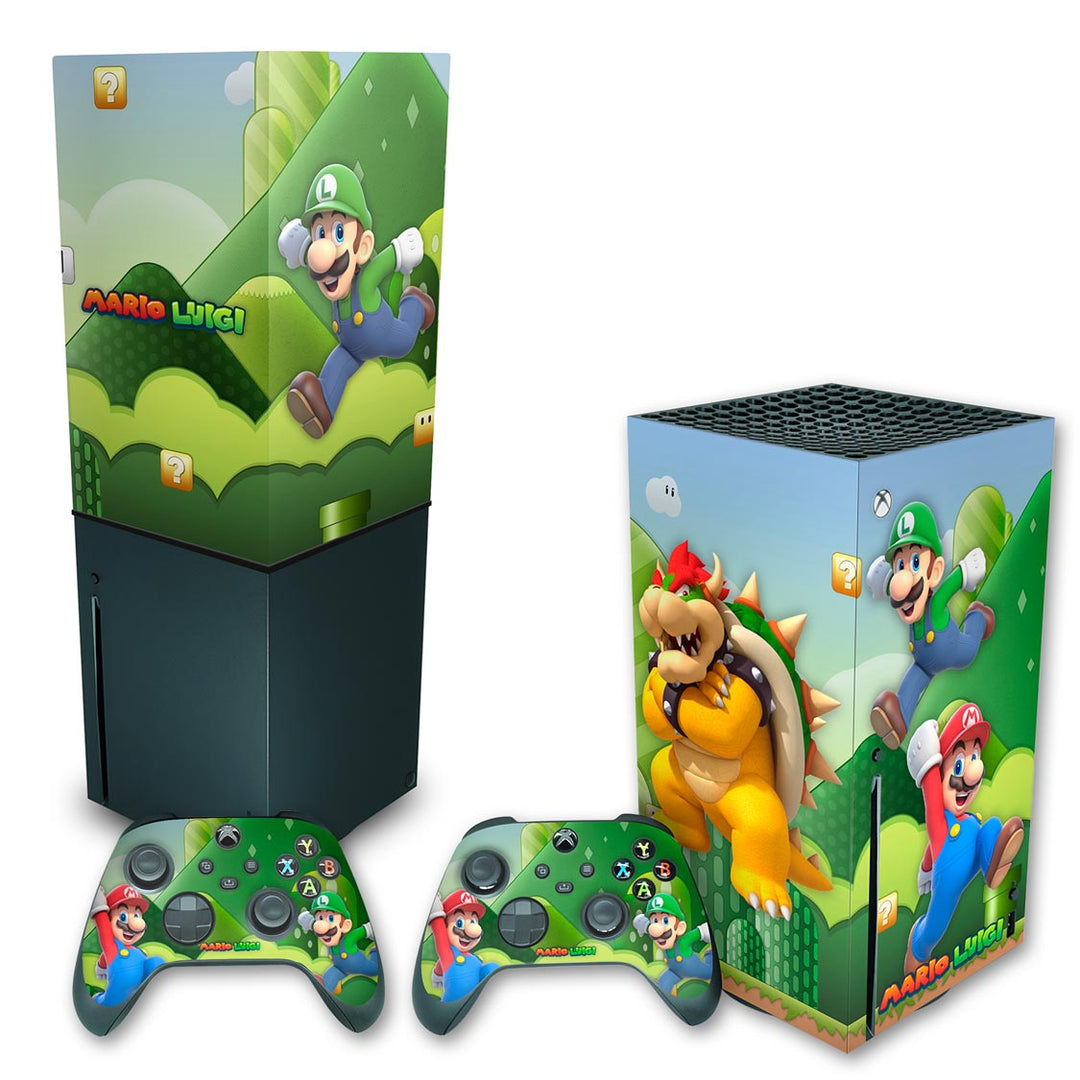 KIT Capa Anti Poeira e Skin Anti-Rage Xbox Series X Vertical - Super Mario - Pop Arte Skins
