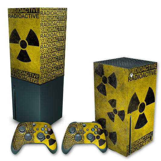 KIT Capa Anti Poeira e Skin Anti-Rage Xbox Series X Vertical - Radioativo