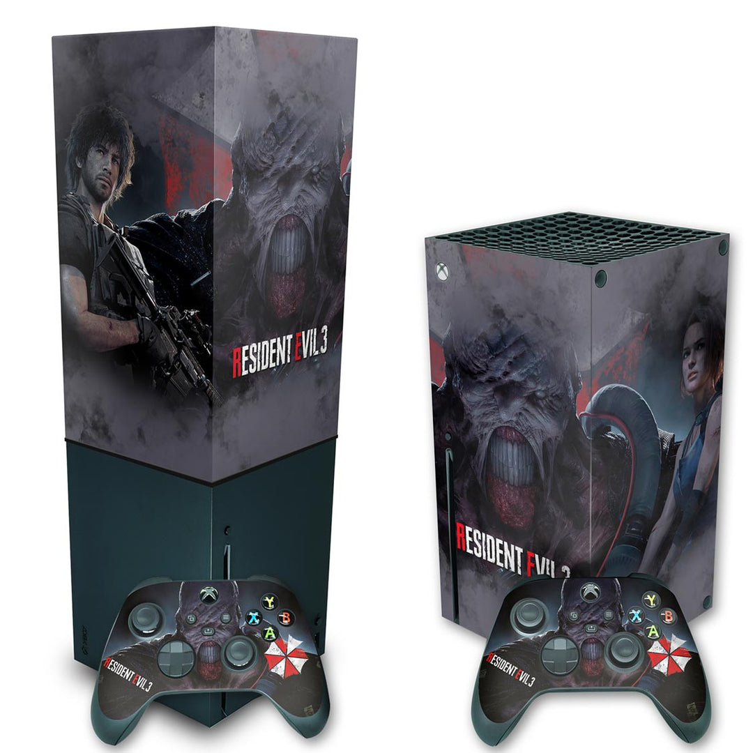 KIT Capa Anti Poeira e Skin Anti-Rage Xbox Series X Vertical - Resident Evil 3 Remake - Pop Arte Skins - foto 2