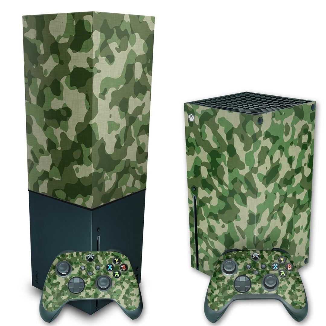 KIT Capa Anti Poeira e Skin Anti-Rage Xbox Series X Vertical - Camuflado Verde - Pop Arte Skins - foto 2