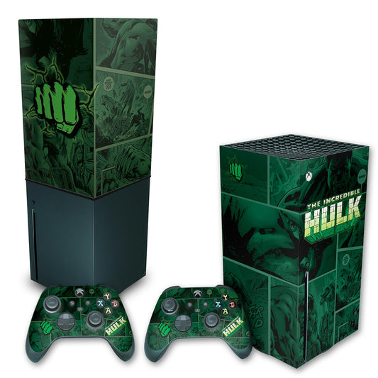 KIT Capa Anti Poeira e Skin Anti-Rage Xbox Series X Vertical - Hulk Comics