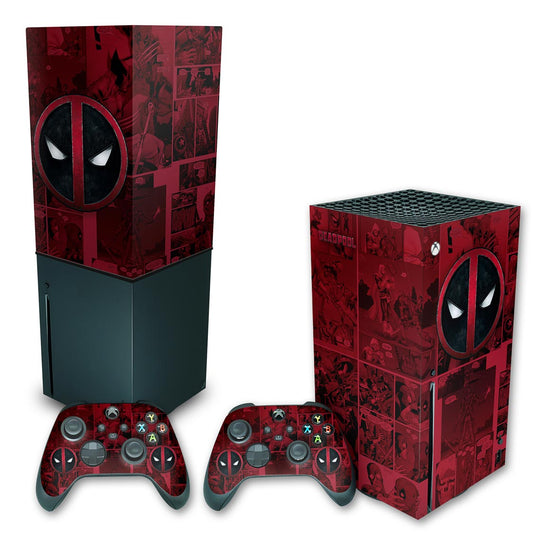 KIT Capa Anti Poeira e Skin Anti-Rage Xbox Series X Vertical - Deadpool Comics