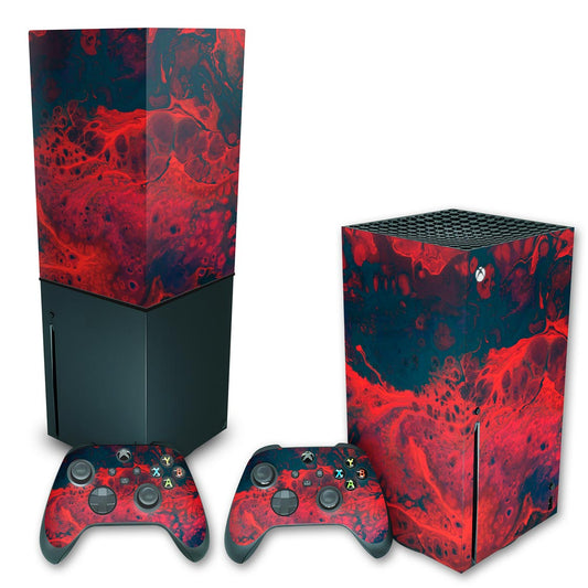 KIT Capa Anti Poeira e Skin Anti-Rage Xbox Series X Vertical - Abstrato #98