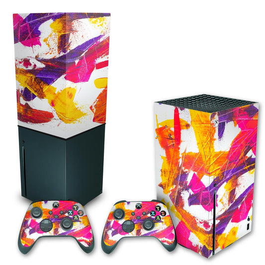 KIT Capa Anti Poeira e Skin Anti-Rage Xbox Series X Vertical - Abstrato #103