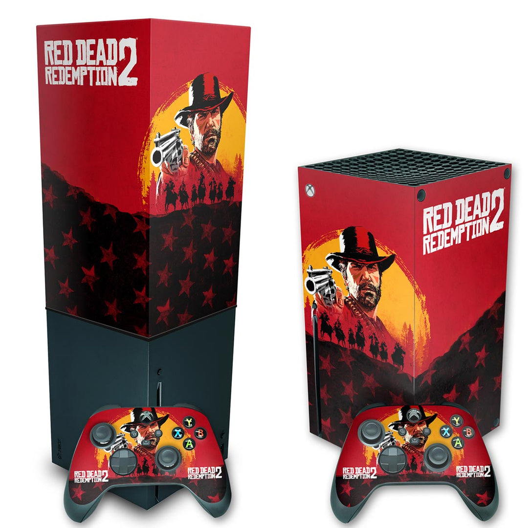 KIT Capa Anti Poeira e Skin Anti-Rage Xbox Series X Vertical - Red Dead Redemption 2 - Pop Arte Skins - foto 2