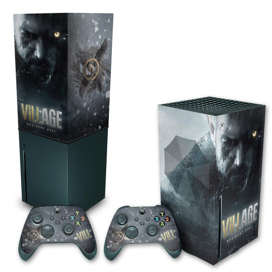 KIT Capa Anti Poeira e Skin Anti-Rage Xbox Series X Vertical - Resident Evil Village