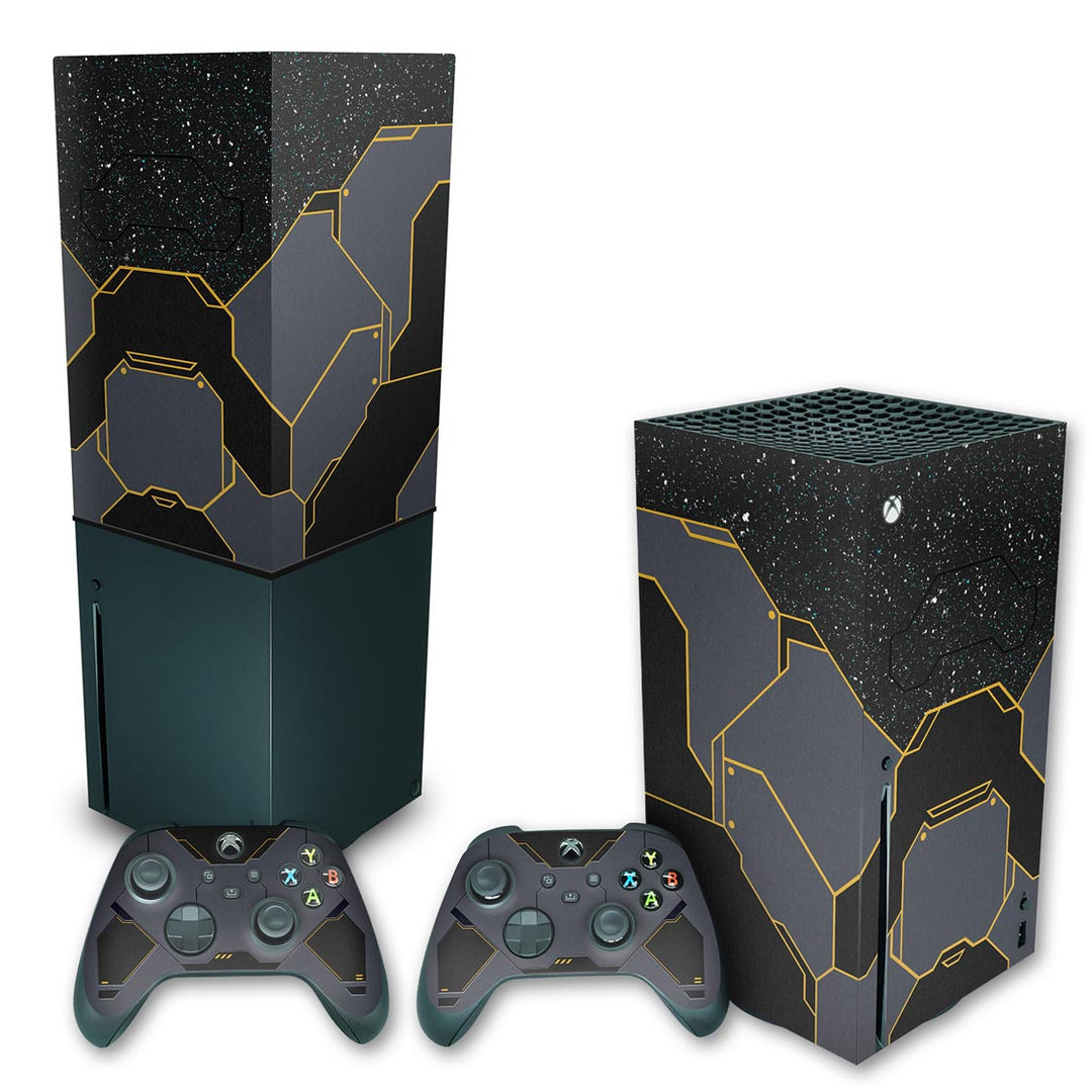 KIT Capa Anti Poeira e Skin Anti-Rage Xbox Series X Vertical - Halo Infinite Bundle - Pop Arte Skins