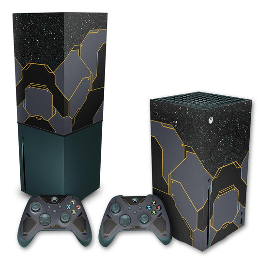 KIT Capa Anti Poeira e Skin Anti-Rage Xbox Series X Vertical - Halo Infinite Bundle