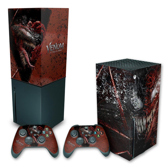 KIT Capa Anti Poeira e Skin Anti-Rage Xbox Series X Vertical - Venom Tempo de Carnificina