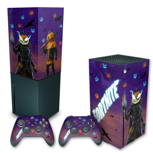 KIT Capa Anti Poeira e Skin Anti-Rage Xbox Series X Vertical - Fortnite