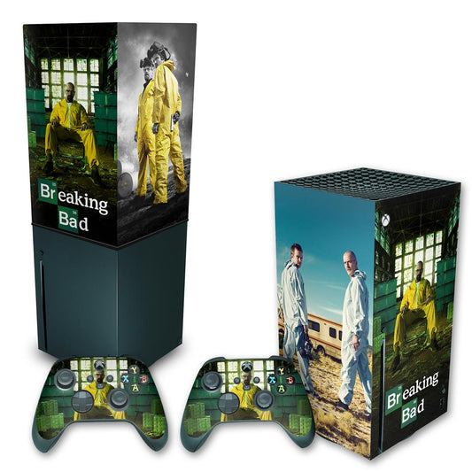 KIT Capa Anti Poeira e Skin Anti-Rage Xbox Series X Vertical - Breaking Bad