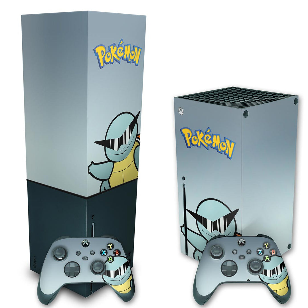 KIT Capa Anti Poeira e Skin Anti-Rage Xbox Series X Vertical - Pokemon Squirtle - Pop Arte Skins - foto 2