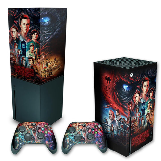 KIT Capa Anti Poeira e Skin Anti-Rage Xbox Series X Vertical - Stranger Things