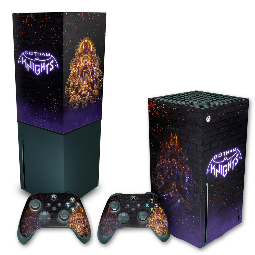 KIT Capa Anti Poeira e Skin Anti-Rage Xbox Series X Vertical - Gotham Knights - Pop Arte Skins