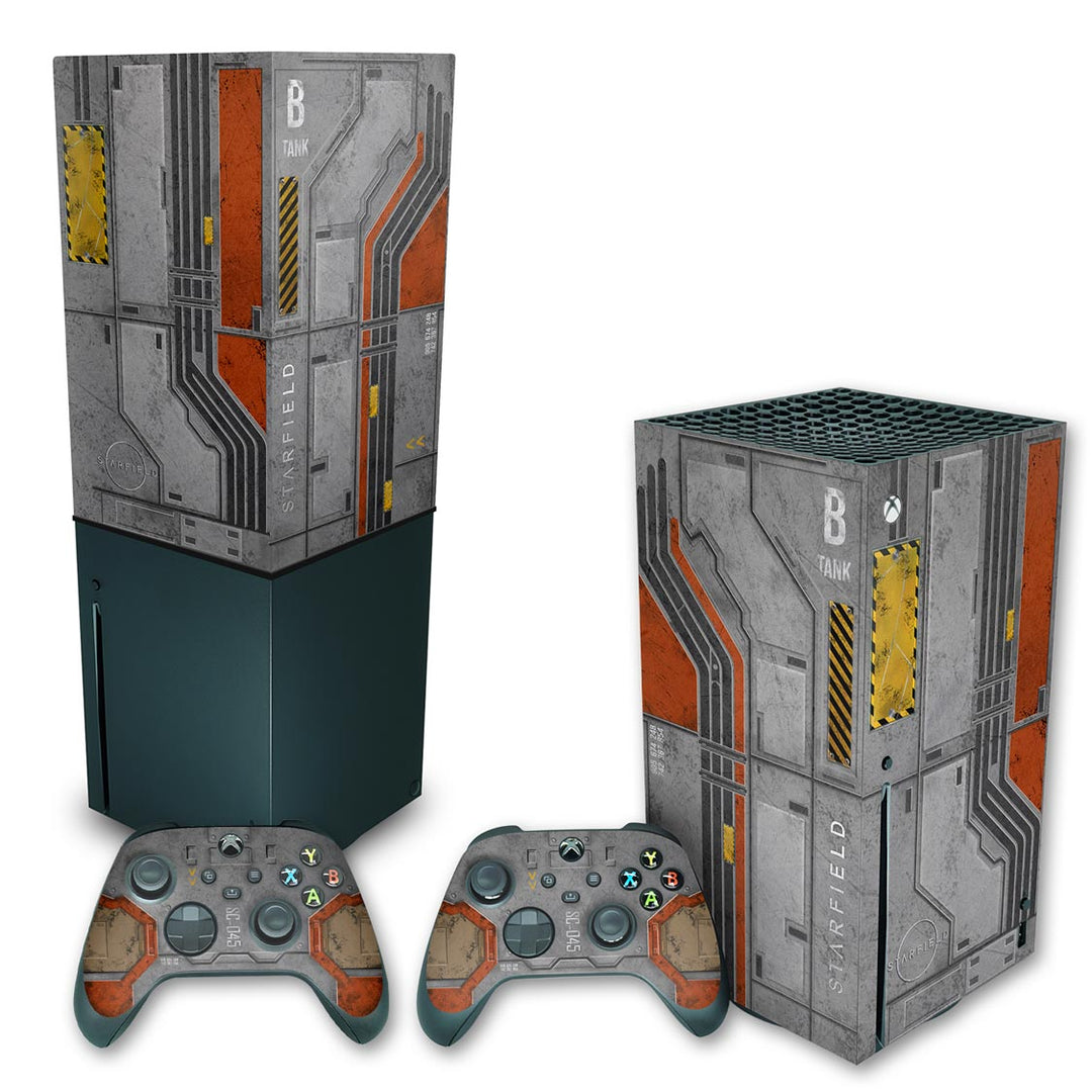 KIT Capa Anti Poeira e Skin Anti-Rage Xbox Series X Vertical - Starfield - Pop Arte Skins