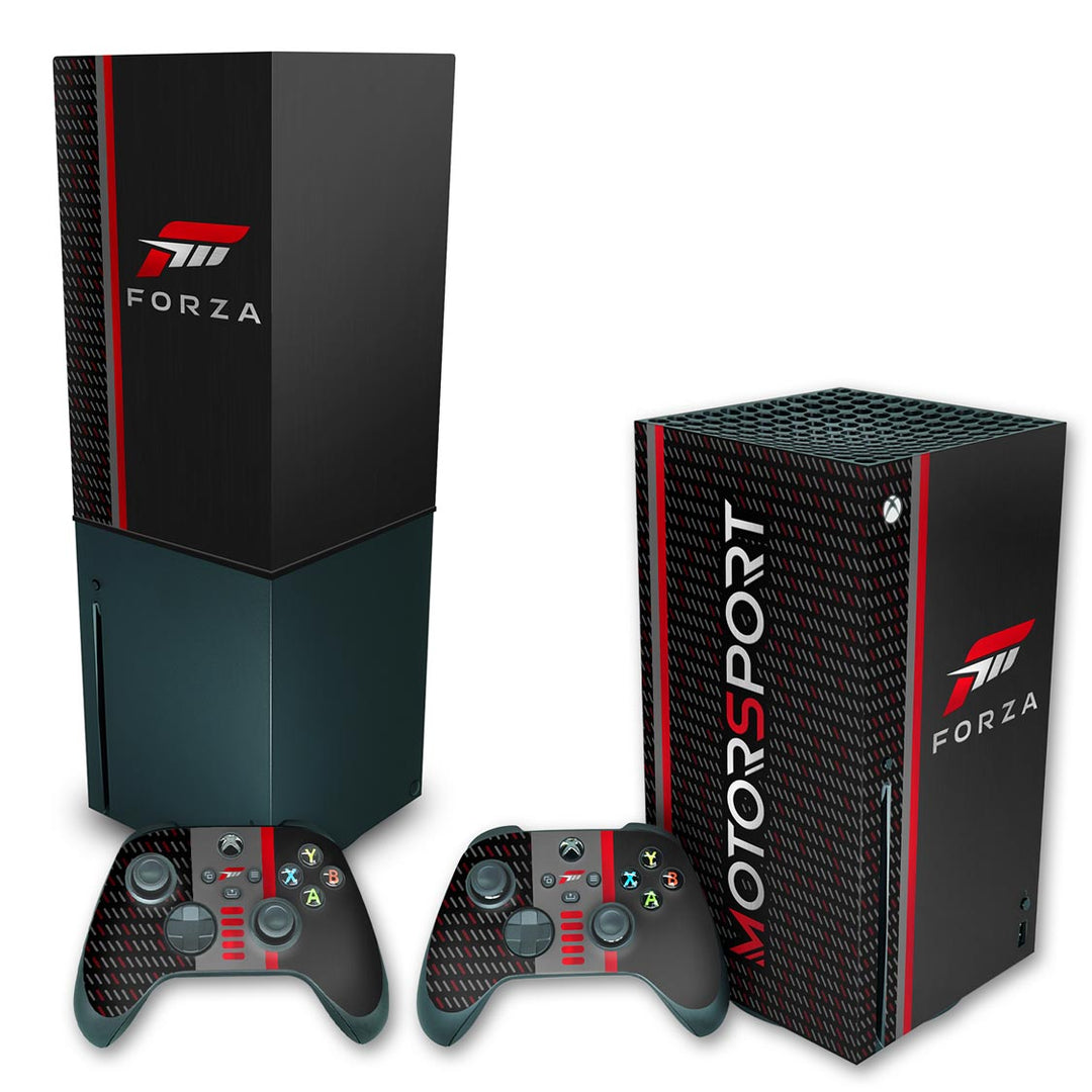 KIT Capa Anti Poeira e Skin Anti-Rage Xbox Series X Vertical - Forza Motorsport - Pop Arte Skins