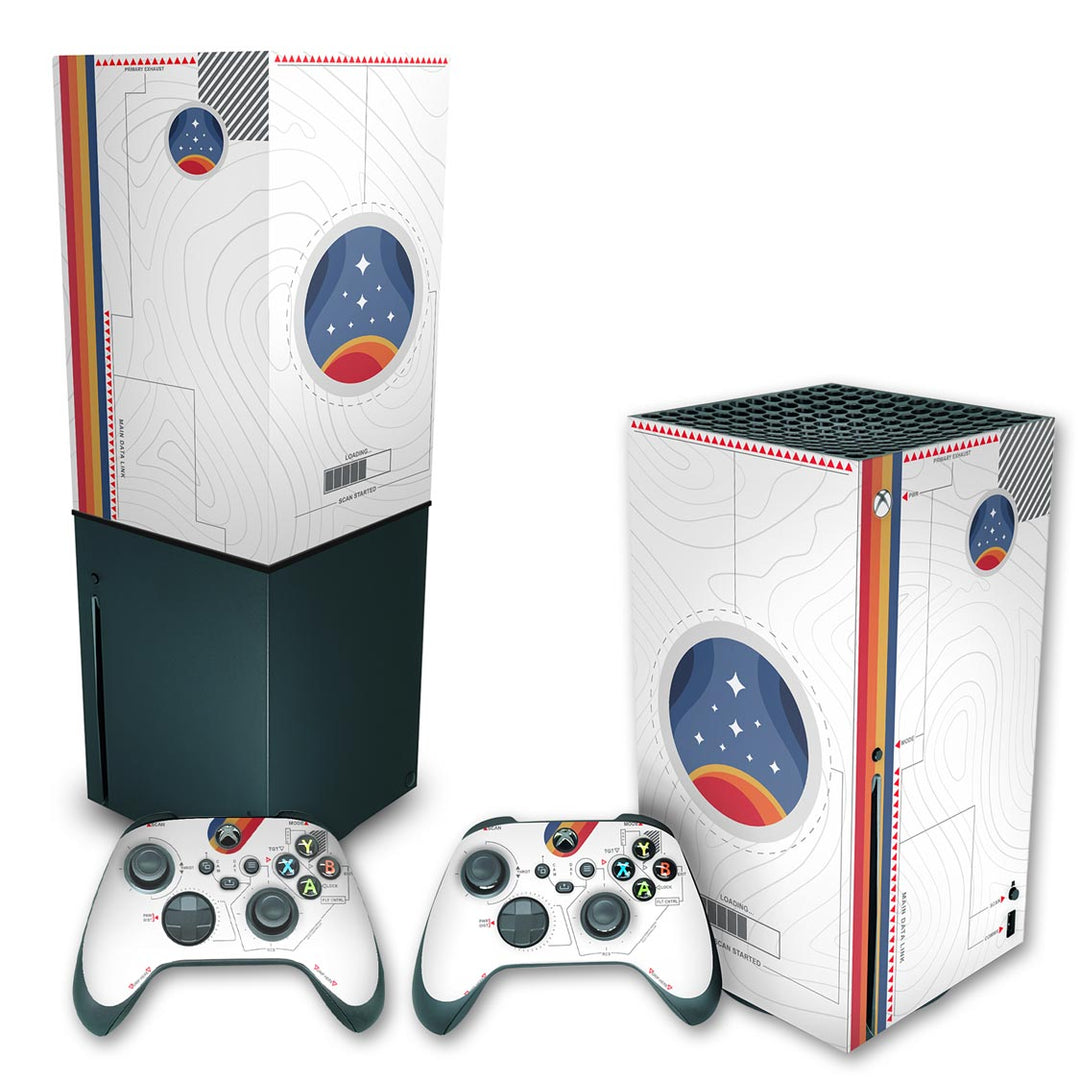 KIT Capa Anti Poeira e Skin Anti-Rage Xbox Series X Vertical - Starfield Edition - Pop Arte Skins