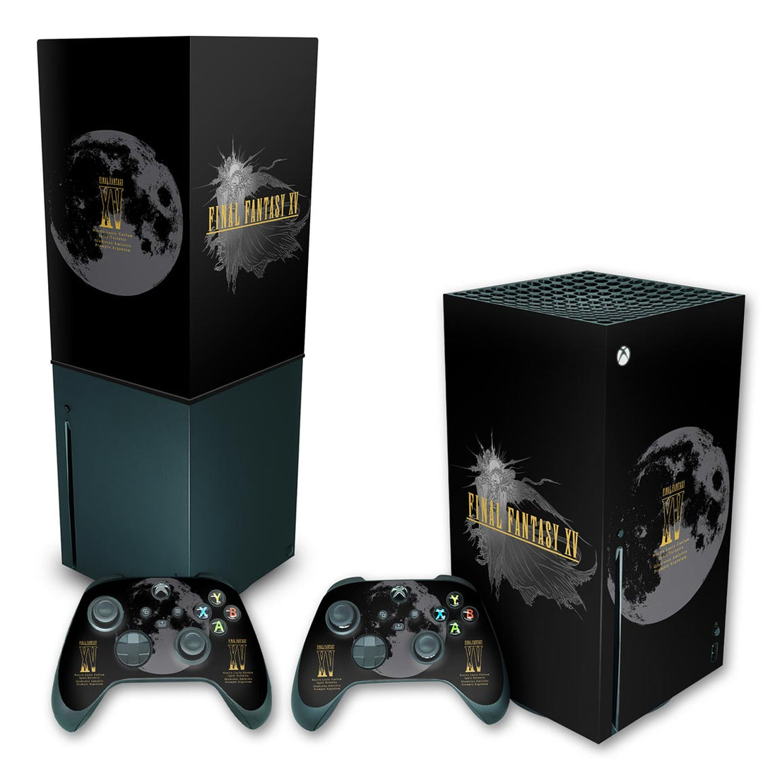 KIT Capa Anti Poeira e Skin Anti-Rage Xbox Series X Vertical - Final Fantasy XV Bundle - Pop Arte Skins