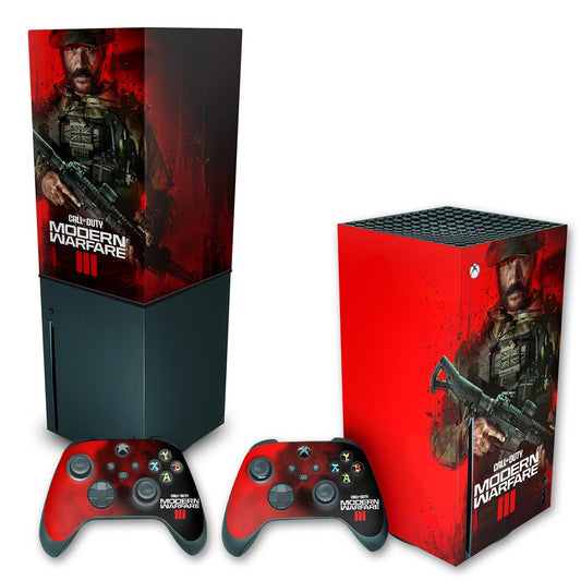KIT Capa Anti Poeira e Skin Anti-Rage Xbox Series X Vertical - Call Of Duty Modern Warfare III