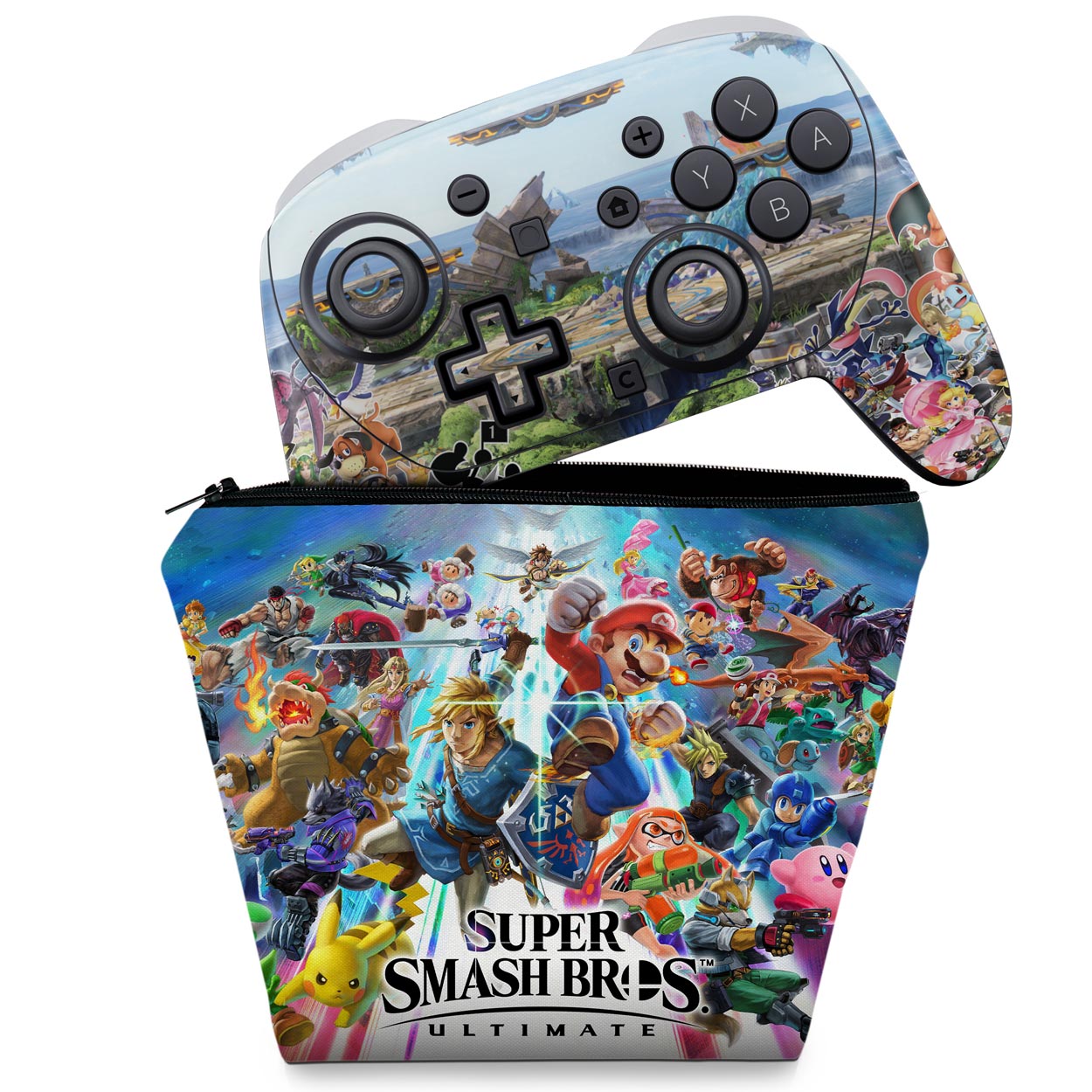 KIT Capa Case e Skin Anti-Rage Nintendo Switch 2 Pro Controle - Super Smash Bros. Ultimate