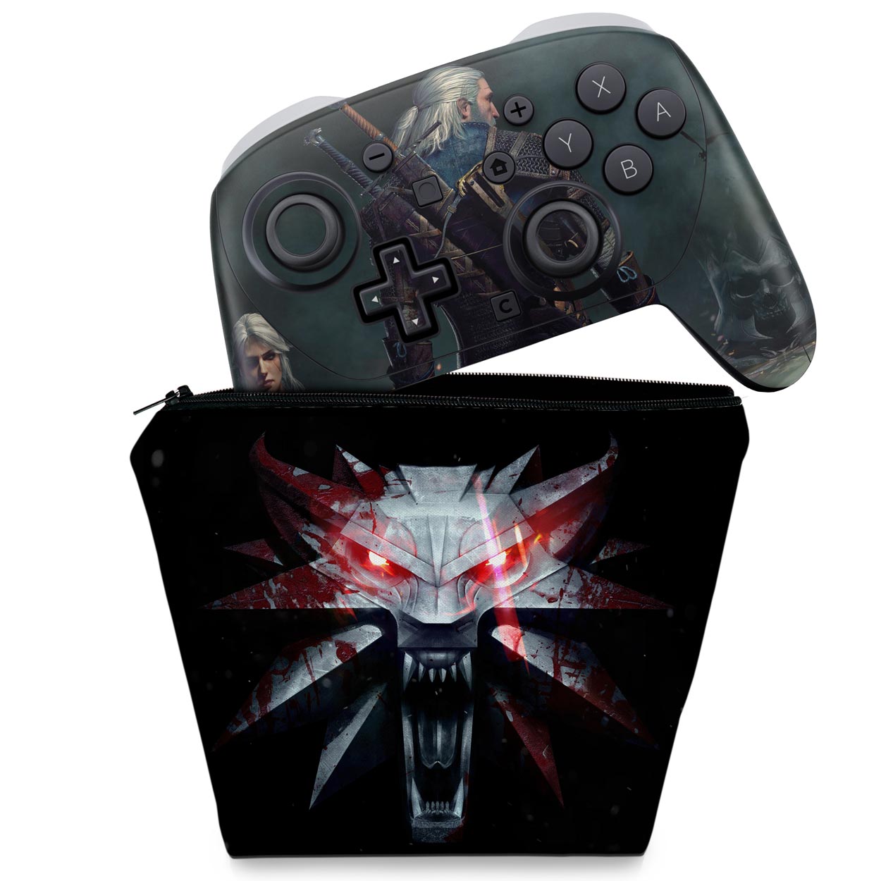 KIT Capa Case e Skin Anti-Rage Nintendo Switch 2 Pro Controle - The Witcher 3: Wild Hunt