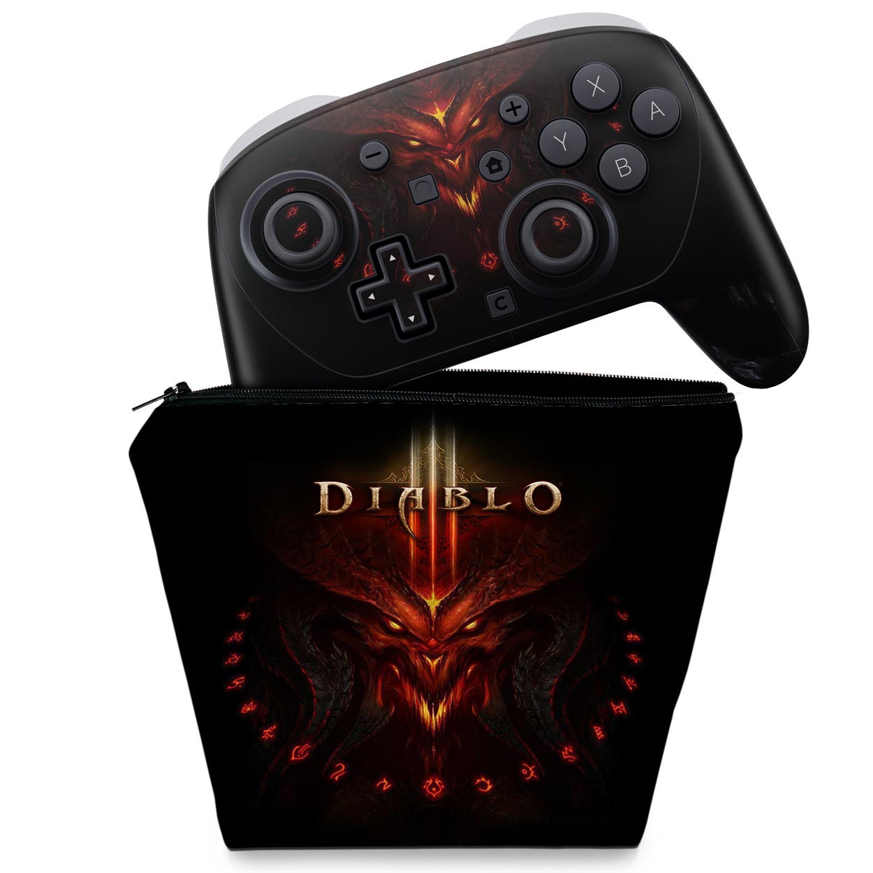 KIT Capa Case e Skin Anti-Rage Nintendo Switch 2 Pro Controle - Diablo Iii