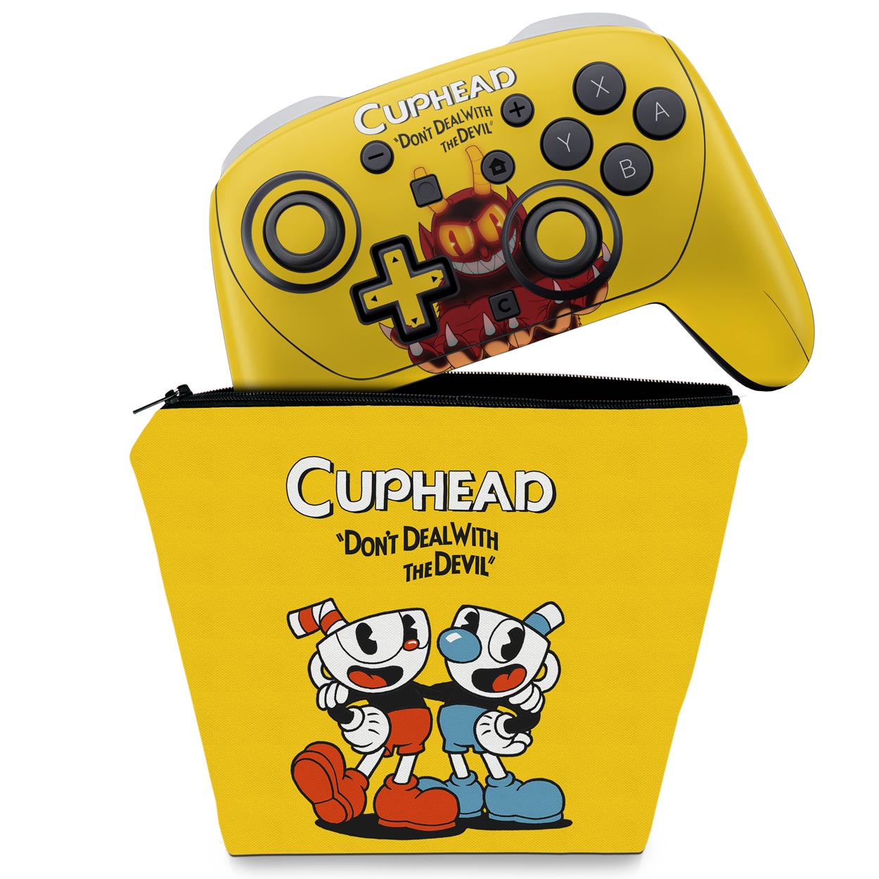 KIT Capa Case e Skin Anti-Rage Nintendo Switch 2 Pro Controle - Cuphead