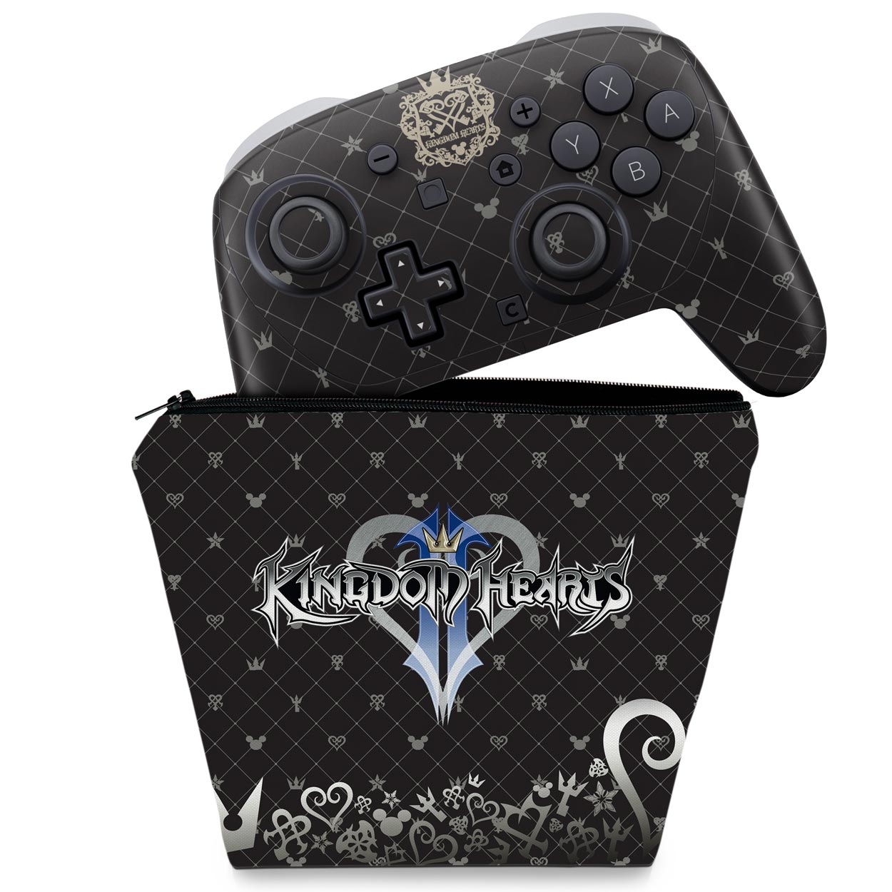 KIT Capa Case e Skin Anti-Rage Nintendo Switch 2 Pro Controle - Kingdom Hearts 3