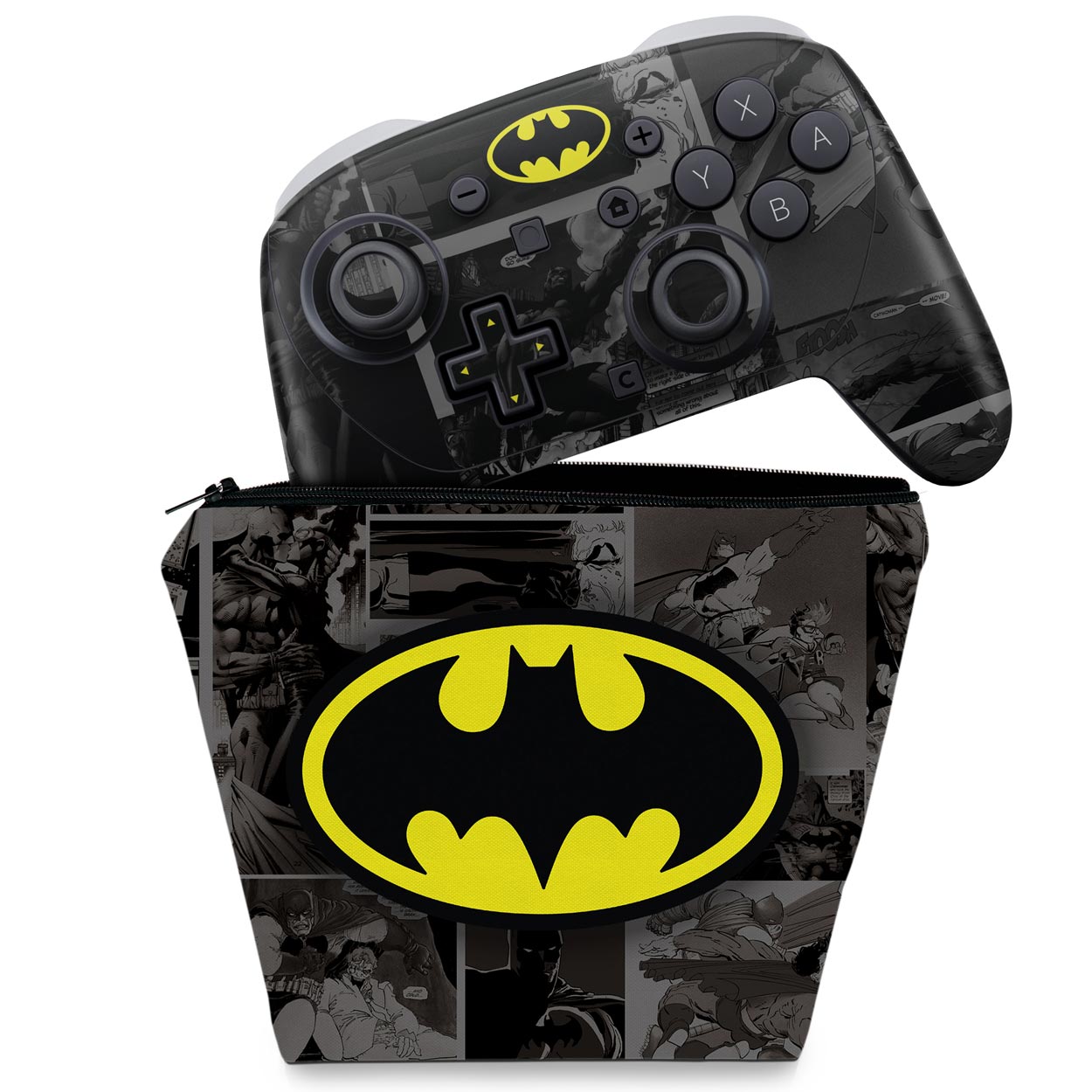 KIT Capa Case e Skin Anti-Rage Nintendo Switch 2 Pro Controle - Batman Comics