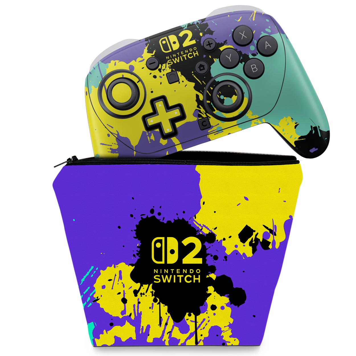 KIT Capa Case e Skin Anti-Rage Nintendo Switch 2 Pro Controle - Modelo 057