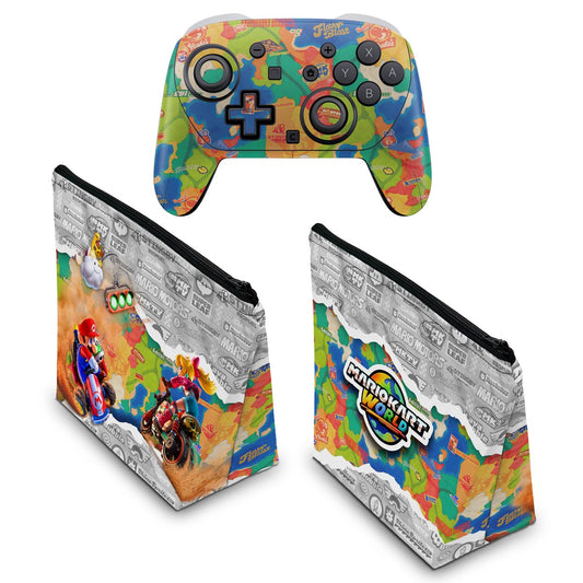 KIT Capa Case e Skin Anti-Rage Nintendo Switch 2 Pro Controle - Mario Kart World