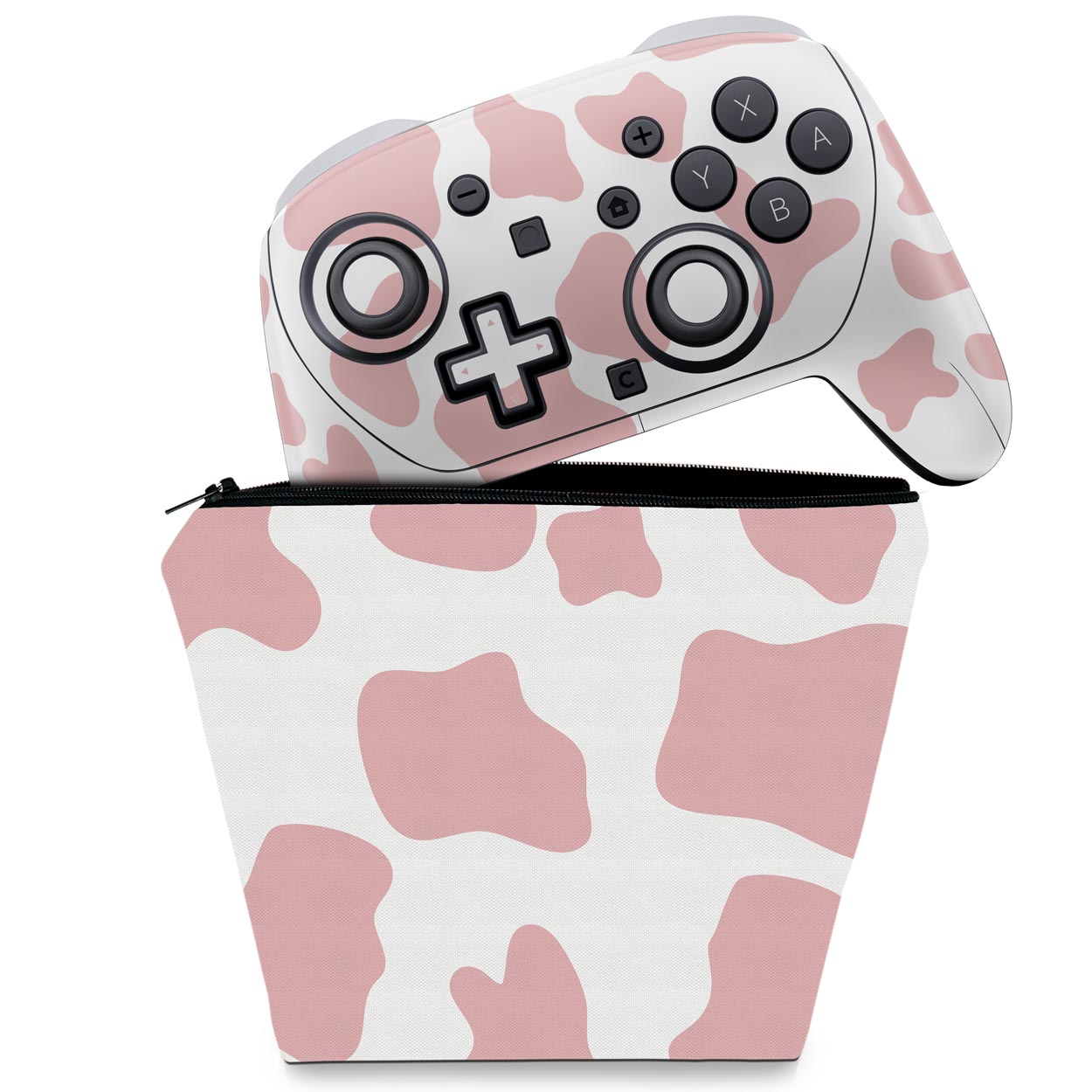 KIT Capa Case e Skin Anti-Rage Nintendo Switch 2 Pro Controle - Vaquinha Rosa