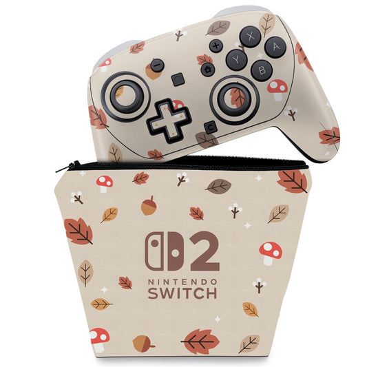 KIT Capa Case e Skin Anti-Rage Nintendo Switch 2 Pro Controle - Outono