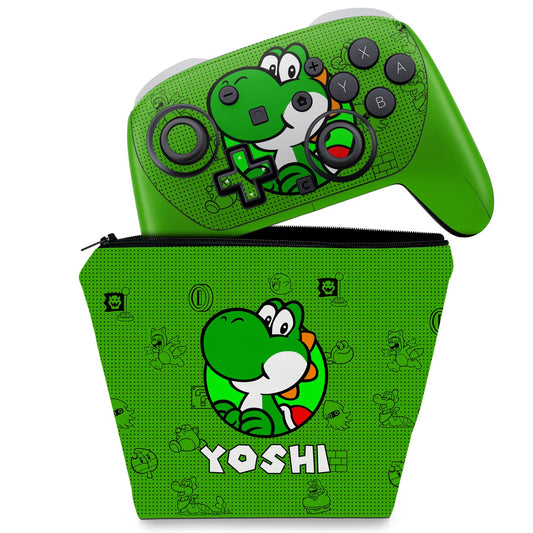 KIT Capa Case e Skin Anti-Rage Nintendo Switch 2 Pro Controle - Yoshi