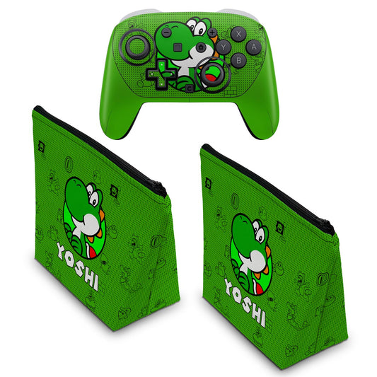 KIT Capa Case e Skin Anti-Rage Nintendo Switch 2 Pro Controle - Yoshi