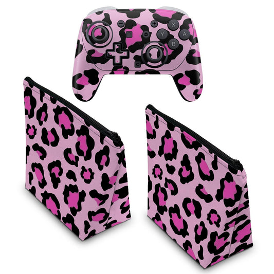 KIT Capa Case e Skin Anti-Rage Nintendo Switch 2 Pro Controle - Onça Rosa