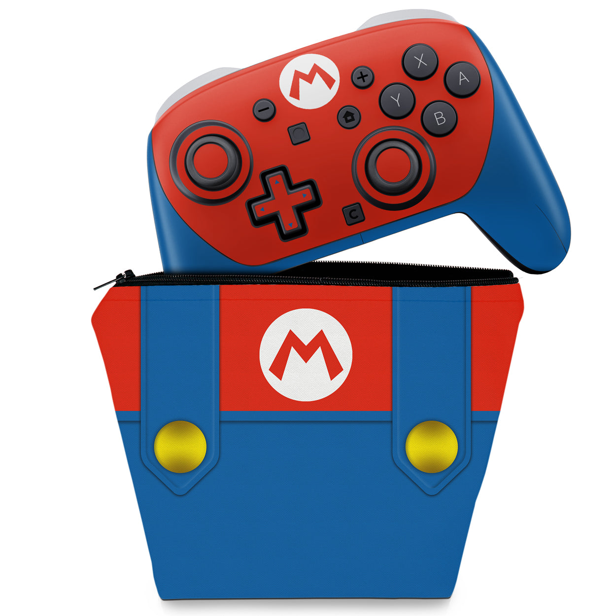 KIT Capa Case e Skin Anti-Rage Nintendo Switch 2 Pro Controle - Mario Vermelho Mania