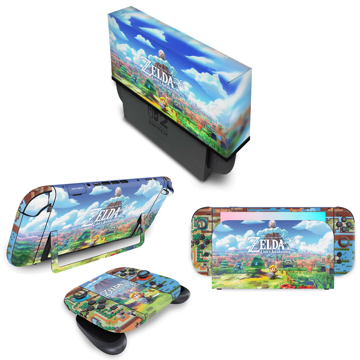 KIT Nintendo Switch 2 Skin Anti-Rage e Capa Anti Poeira - Zelda Link's Awakening