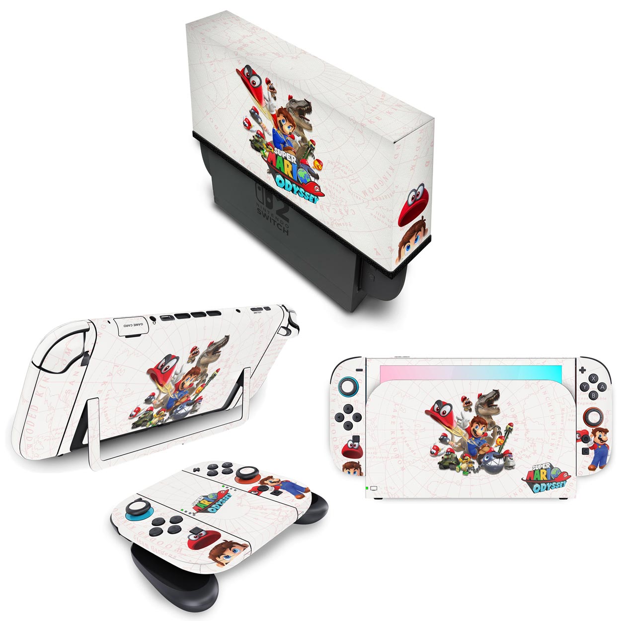 KIT Nintendo Switch 2 Skin Anti-Rage e Capa Anti Poeira - Super Mario Odyssey