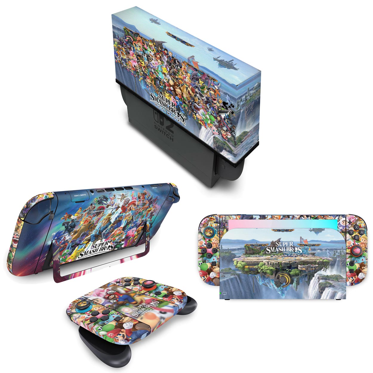 KIT Nintendo Switch 2 Skin Anti-Rage e Capa Anti Poeira - Super Smash Bros. Ultimate