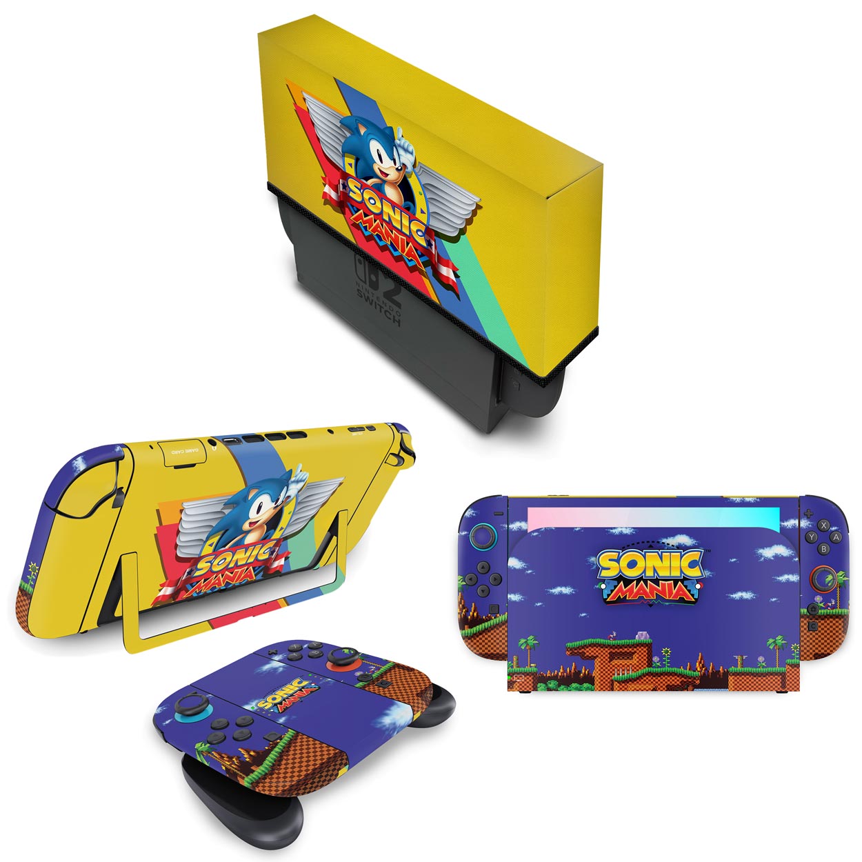 KIT Nintendo Switch 2 Skin Anti-Rage e Capa Anti Poeira - Sonic Mania