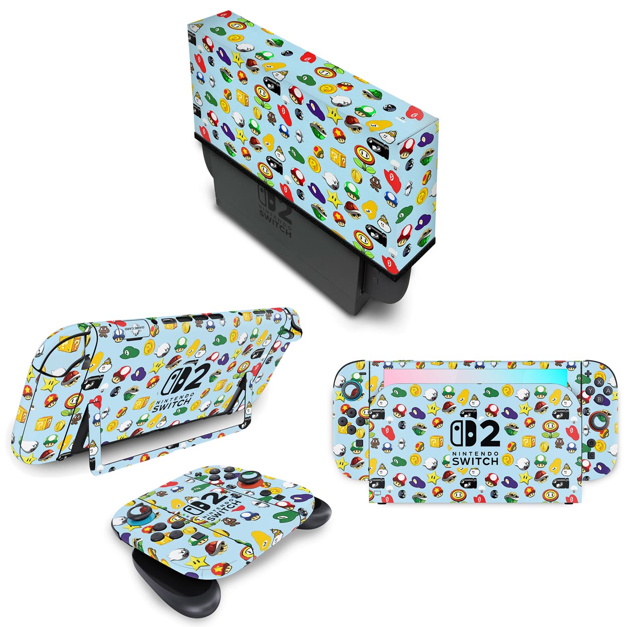 KIT Nintendo Switch 2 Skin Anti-Rage e Capa Anti Poeira - Super Mario