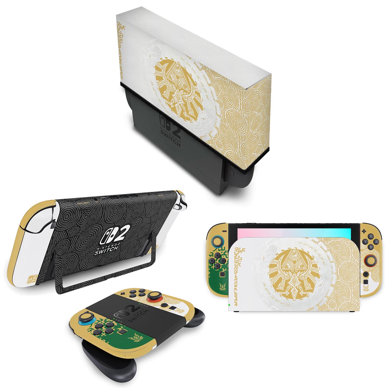 KIT Nintendo Switch 2 Skin Anti-Rage e Capa Anti Poeira - Zelda Tears of the Kingdom Edition