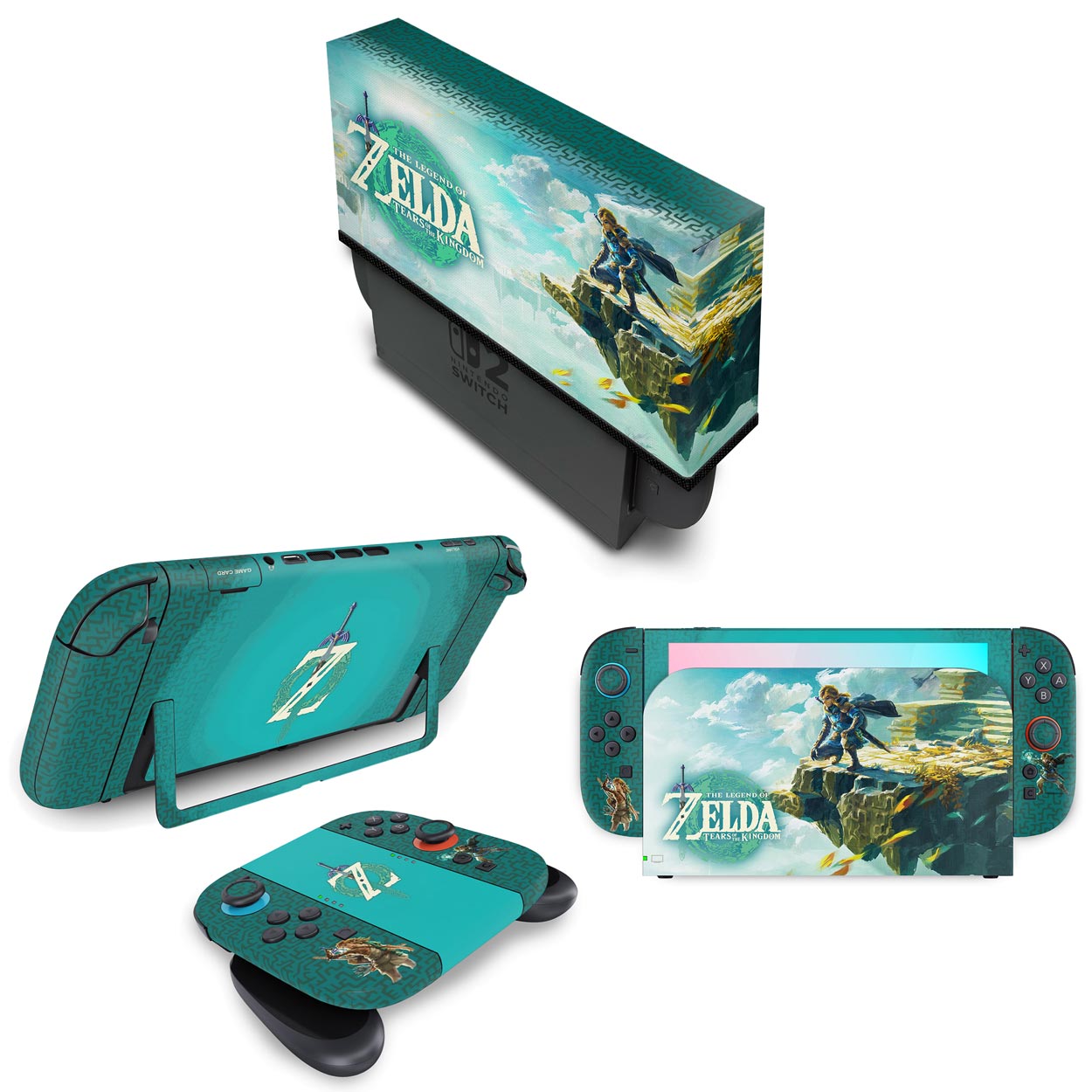 KIT Nintendo Switch 2 Skin Anti-Rage e Capa Anti Poeira - Zelda Tears of the Kingdom